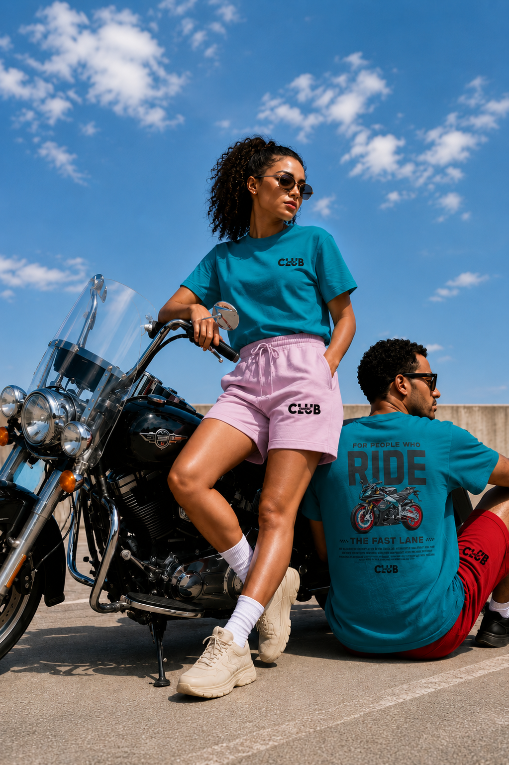 Model wearing oversized tee